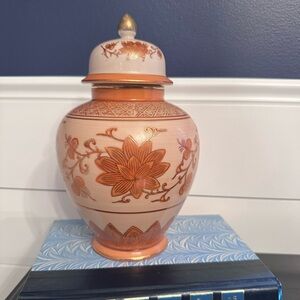 ANDREA FENZI Floral Ceramic Vase - Orange and Gold